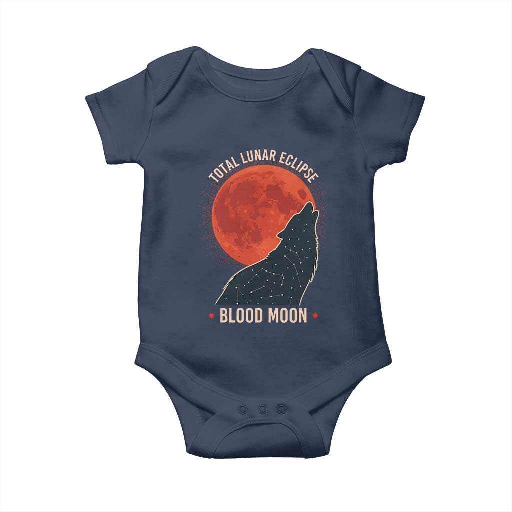 Total Lunar Eclipse March 3 2026 Baby Onesie Constellation Wolf Souvenir Graphic TS02 Navy Print Your Wear