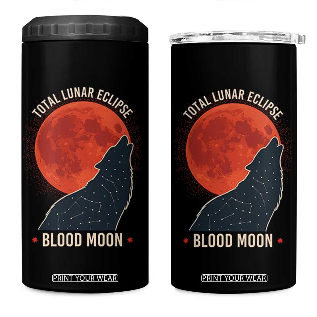 Total Lunar Eclipse March 3 2026 4 in 1 Can Cooler Tumbler Constellation Wolf Souvenir Graphic TS02 One Size: 16 oz Black Print Your Wear