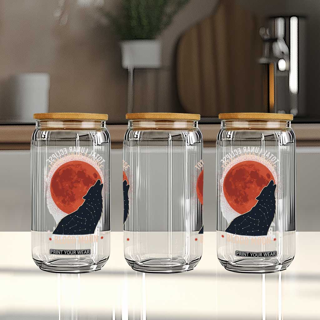 Total Lunar Eclipse March 3 2026 Glass Can Constellation Wolf Souvenir Graphic TS02 Print Your Wear