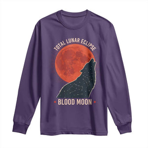 Total Lunar Eclipse March 3 2026 Long Sleeve Shirt Constellation Wolf Souvenir Graphic TS02 Purple Print Your Wear
