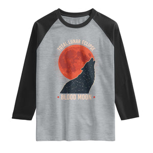Total Lunar Eclipse March 3 2026 Raglan Shirt Constellation Wolf Souvenir Graphic TS02 Heather Gray Black Print Your Wear