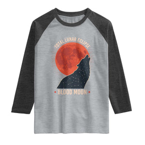 Total Lunar Eclipse March 3 2026 Raglan Shirt Constellation Wolf Souvenir Graphic TS02 Heather Gray Heather Charcoal Print Your Wear