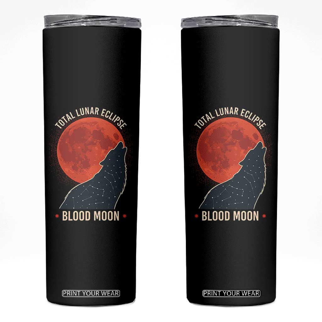 Total Lunar Eclipse March 3 2026 Skinny Tumbler Constellation Wolf Souvenir Graphic TS02 Black Print Your Wear