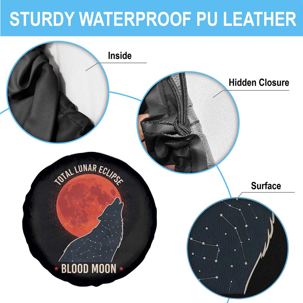 Total Lunar Eclipse March 3 2026 Spare Tire Cover Constellation Wolf Souvenir Graphic TS02 Print Your Wear