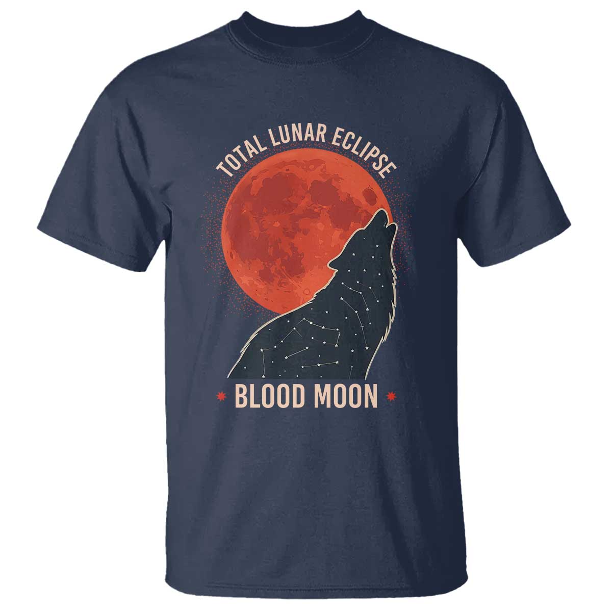 Total Lunar Eclipse March 3 2026 T Shirt Constellation Wolf Souvenir Graphic TS02 Navy Print Your Wear
