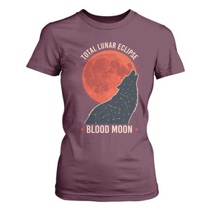 Total Lunar Eclipse March 3 2026 T Shirt For Women Constellation Wolf Souvenir Graphic TS02 Maroon Print Your Wear