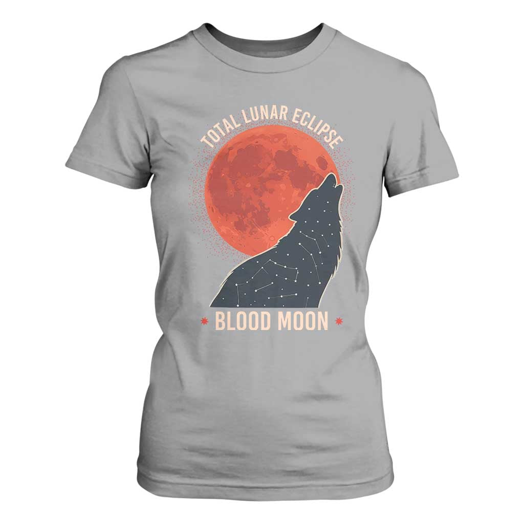 Total Lunar Eclipse March 3 2026 T Shirt For Women Constellation Wolf Souvenir Graphic TS02 Sport Gray Print Your Wear