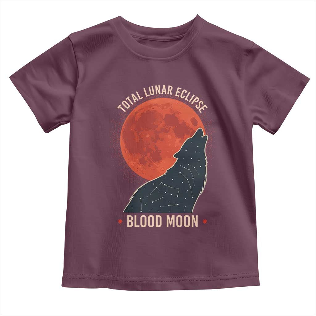 Total Lunar Eclipse March 3 2026 Toddler T Shirt Constellation Wolf Souvenir Graphic TS02 Maroon Print Your Wear