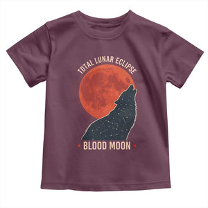 Total Lunar Eclipse March 3 2026 Toddler T Shirt Constellation Wolf Souvenir Graphic TS02 Maroon Print Your Wear