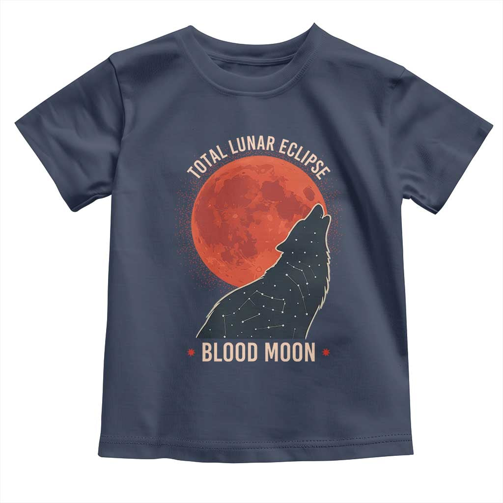 Total Lunar Eclipse March 3 2026 Toddler T Shirt Constellation Wolf Souvenir Graphic TS02 Navy Print Your Wear