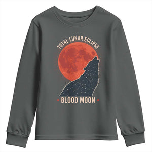 Total Lunar Eclipse March 3 2026 Youth Sweatshirt Constellation Wolf Souvenir Graphic TS02 Dark Heather Print Your Wear