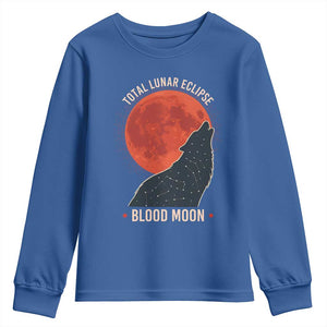 Total Lunar Eclipse March 3 2026 Youth Sweatshirt Constellation Wolf Souvenir Graphic TS02 Royal Blue Print Your Wear
