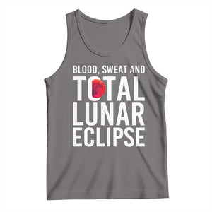 Blood Sweat and Total Lunar Eclipse Tank Top Funny Astronomy Pun Graphic TS02 Deep Heather Print Your Wear
