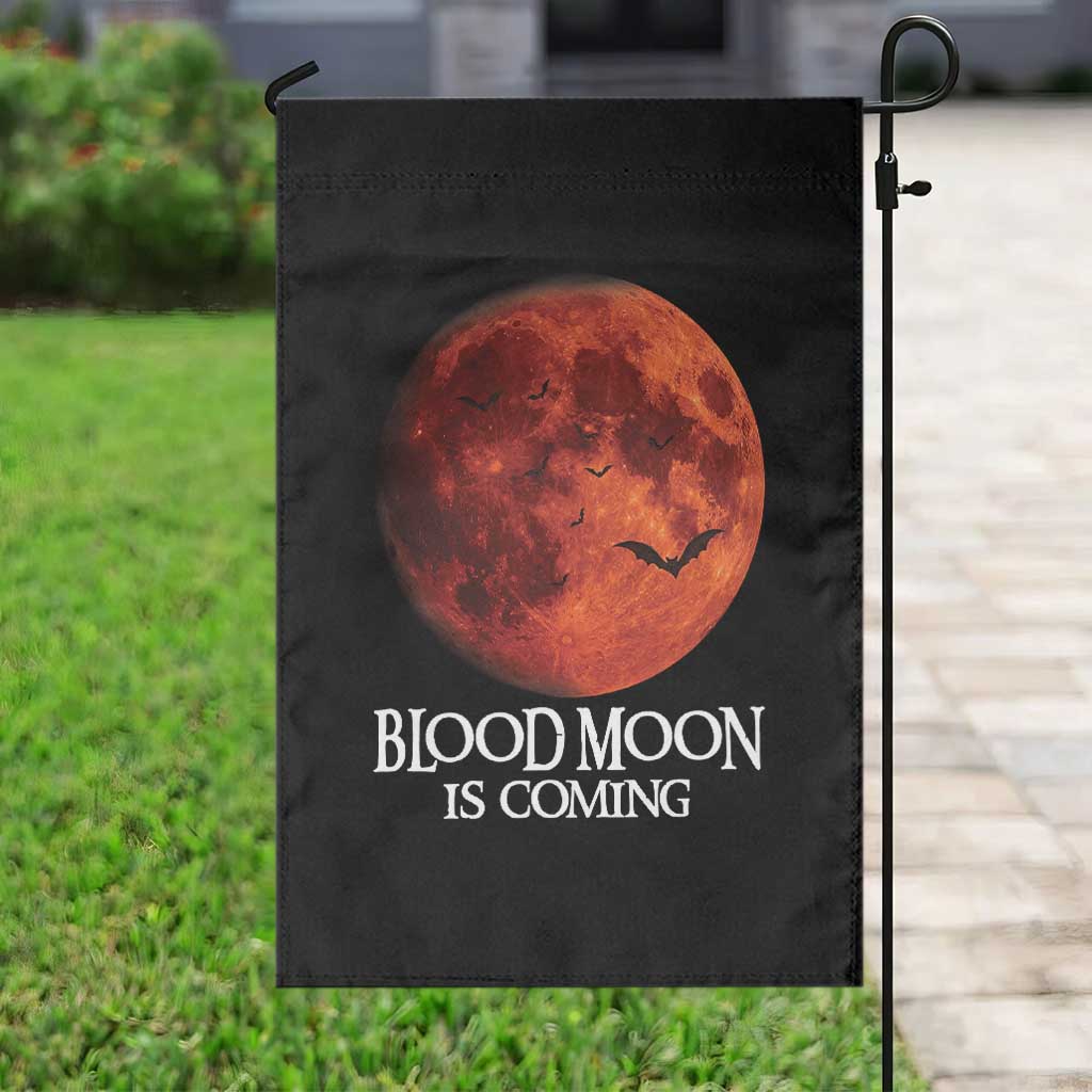 Blood Moon Is Coming Spooky Halloween Garden Flag Flying Bats Gothic Dark Horror Graphic TS02 Print Your Wear