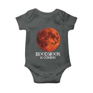 Blood Moon Is Coming Spooky Halloween Baby Onesie Flying Bats Gothic Dark Horror Graphic TS02 Dark Heather Print Your Wear