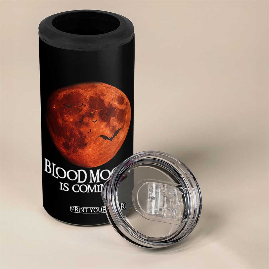 Blood Moon Is Coming Spooky Halloween 4 in 1 Can Cooler Tumbler Flying Bats Gothic Dark Horror Graphic TS02 Print Your Wear