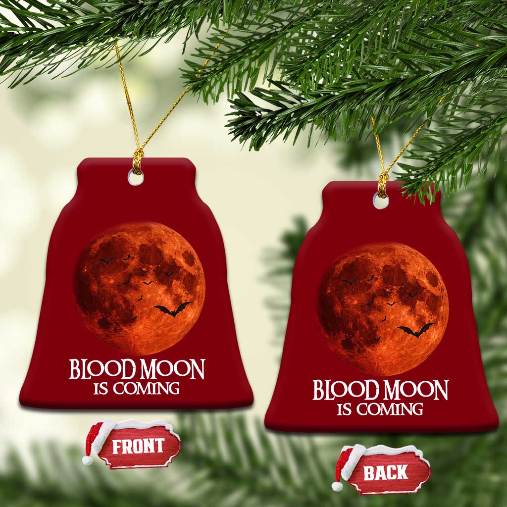 Blood Moon Is Coming Spooky Halloween Ceramic Ornament Flying Bats Gothic Dark Horror Graphic TS02 Print Your Wear