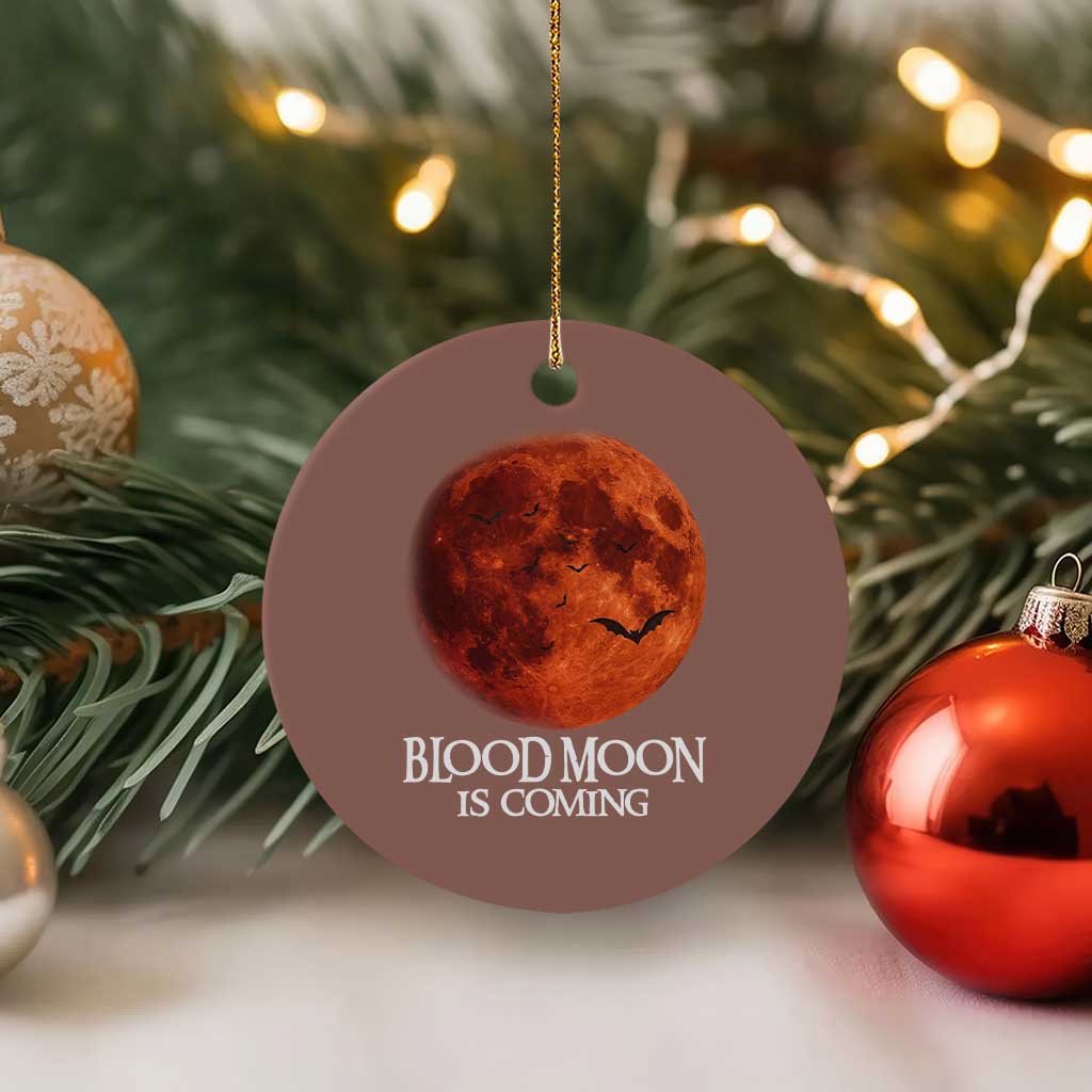 Blood Moon Is Coming Spooky Halloween Ceramic Ornament Flying Bats Gothic Dark Horror Graphic TS02 1pc Mocha Print Your Wear