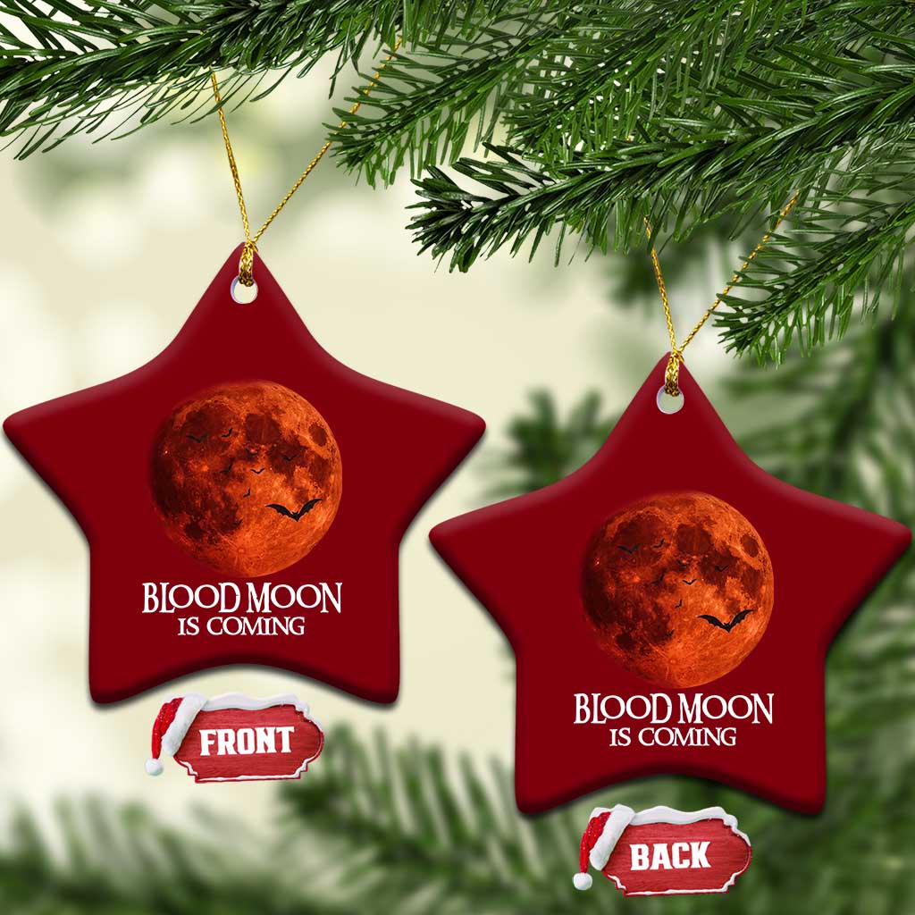 Blood Moon Is Coming Spooky Halloween Ceramic Ornament Flying Bats Gothic Dark Horror Graphic TS02 Print Your Wear