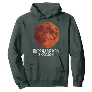 Blood Moon Is Coming Spooky Halloween Hoodie Flying Bats Gothic Dark Horror Graphic TS02 Dark Forest Green Print Your Wear