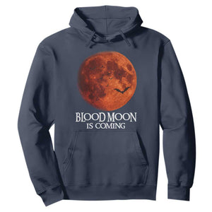 Blood Moon Is Coming Spooky Halloween Hoodie Flying Bats Gothic Dark Horror Graphic TS02 Navy Print Your Wear