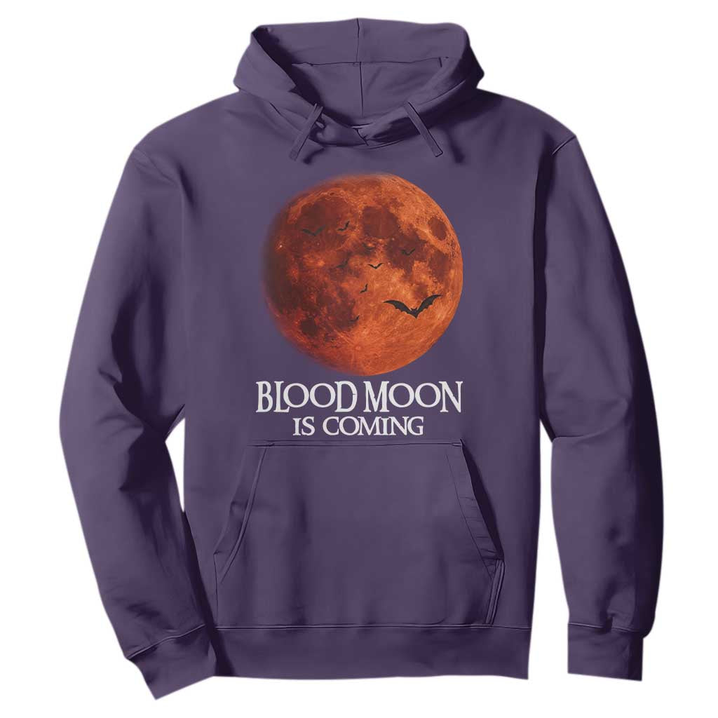 Blood Moon Is Coming Spooky Halloween Hoodie Flying Bats Gothic Dark Horror Graphic TS02 Purple Print Your Wear
