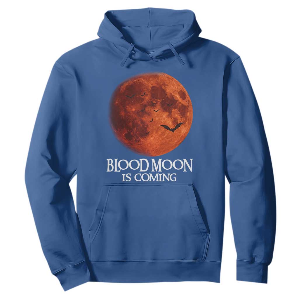 Blood Moon Is Coming Spooky Halloween Hoodie Flying Bats Gothic Dark Horror Graphic TS02 Royal Blue Print Your Wear