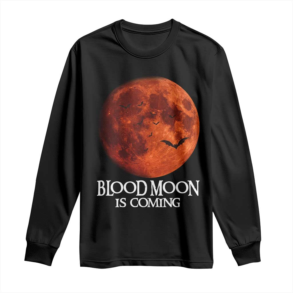 Blood Moon Is Coming Spooky Halloween Long Sleeve Shirt Flying Bats Gothic Dark Horror Graphic TS02 Black Print Your Wear