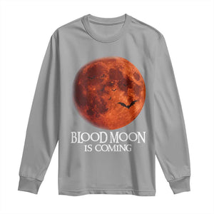 Blood Moon Is Coming Spooky Halloween Long Sleeve Shirt Flying Bats Gothic Dark Horror Graphic TS02 Sport Gray Print Your Wear
