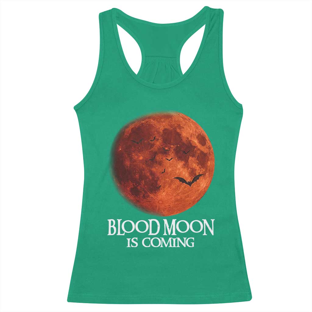 Blood Moon Is Coming Spooky Halloween Racerback Tank Top Flying Bats Gothic Dark Horror Graphic TS02 Irish Green Print Your Wear
