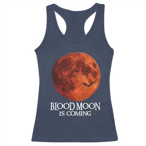 Blood Moon Is Coming Spooky Halloween Racerback Tank Top Flying Bats Gothic Dark Horror Graphic TS02 Navy Print Your Wear
