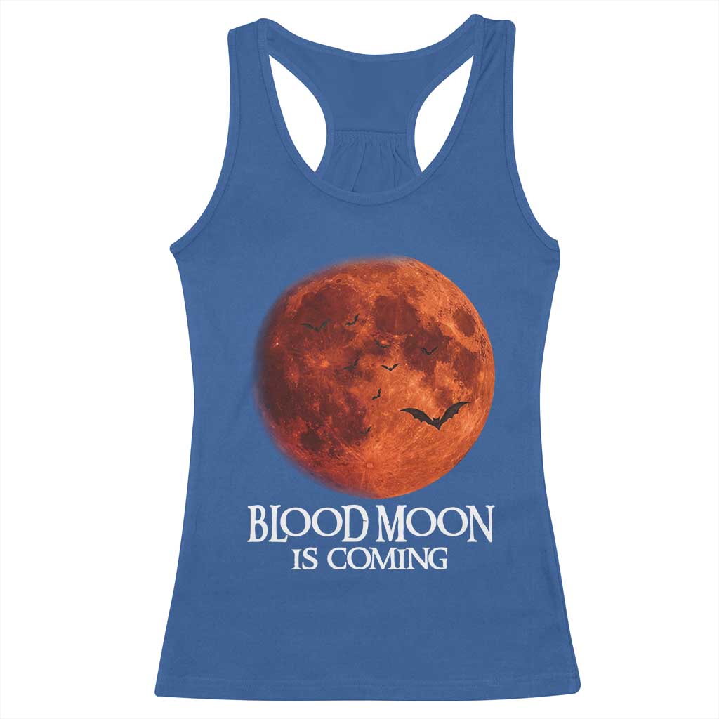 Blood Moon Is Coming Spooky Halloween Racerback Tank Top Flying Bats Gothic Dark Horror Graphic TS02 Royal Blue Print Your Wear