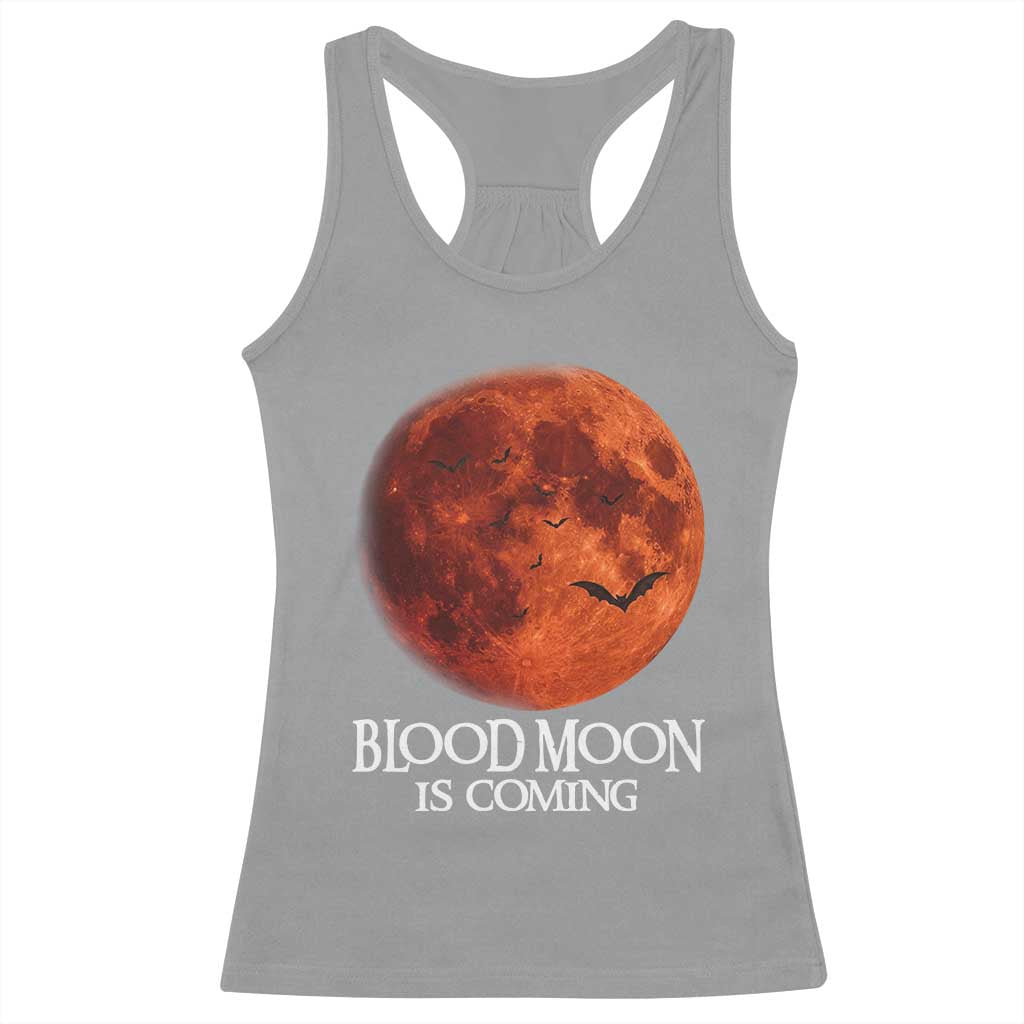 Blood Moon Is Coming Spooky Halloween Racerback Tank Top Flying Bats Gothic Dark Horror Graphic TS02 Sport Gray Print Your Wear