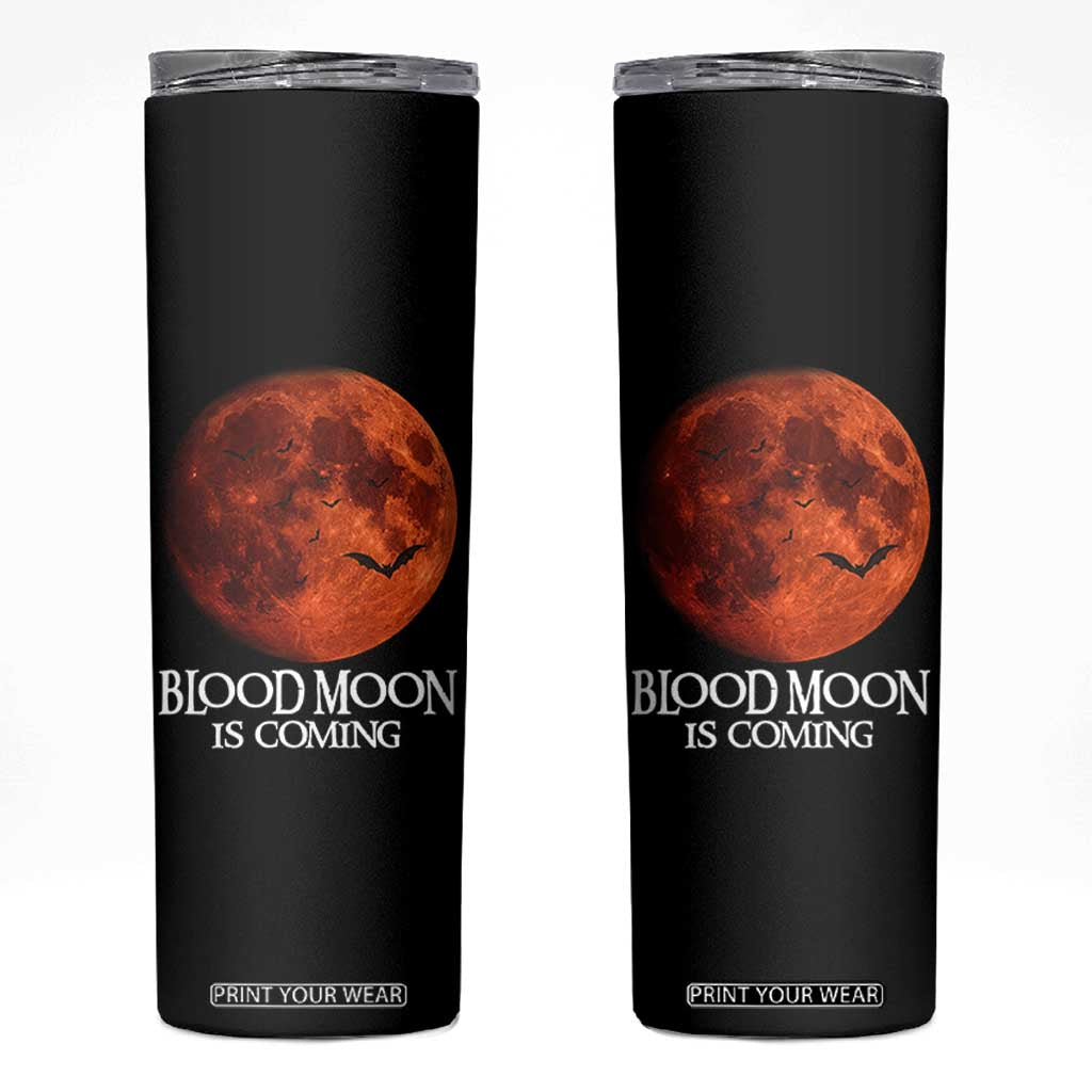 Blood Moon Is Coming Spooky Halloween Skinny Tumbler Flying Bats Gothic Dark Horror Graphic TS02 Black Print Your Wear