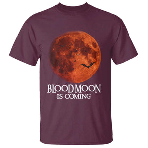 Blood Moon Is Coming Spooky Halloween T Shirt Flying Bats Gothic Dark Horror Graphic TS02 Maroon Print Your Wear
