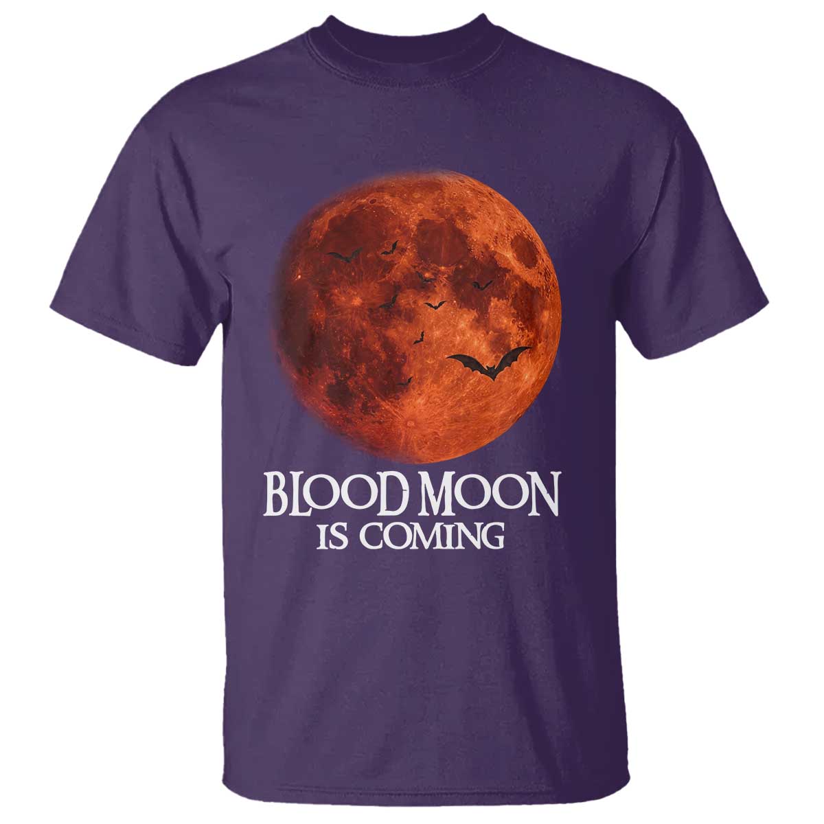 Blood Moon Is Coming Spooky Halloween T Shirt Flying Bats Gothic Dark Horror Graphic TS02 Purple Print Your Wear