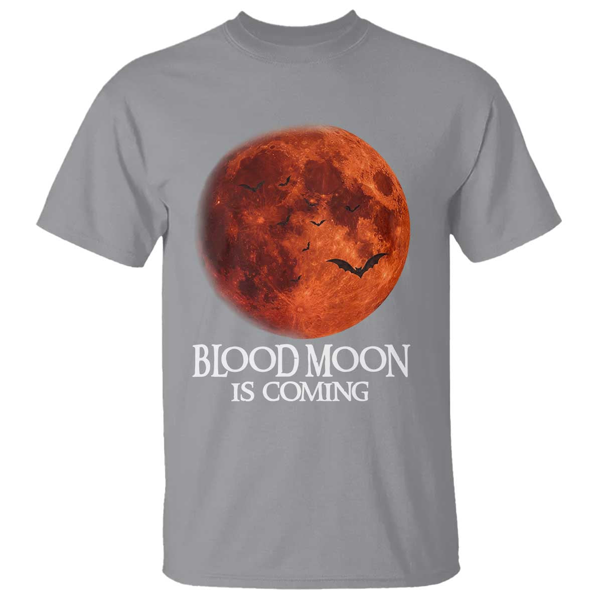 Blood Moon Is Coming Spooky Halloween T Shirt Flying Bats Gothic Dark Horror Graphic TS02 Sport Gray Print Your Wear