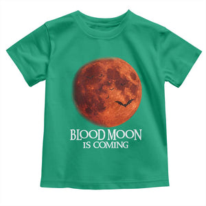 Blood Moon Is Coming Spooky Halloween Toddler T Shirt Flying Bats Gothic Dark Horror Graphic TS02 Irish Green Print Your Wear