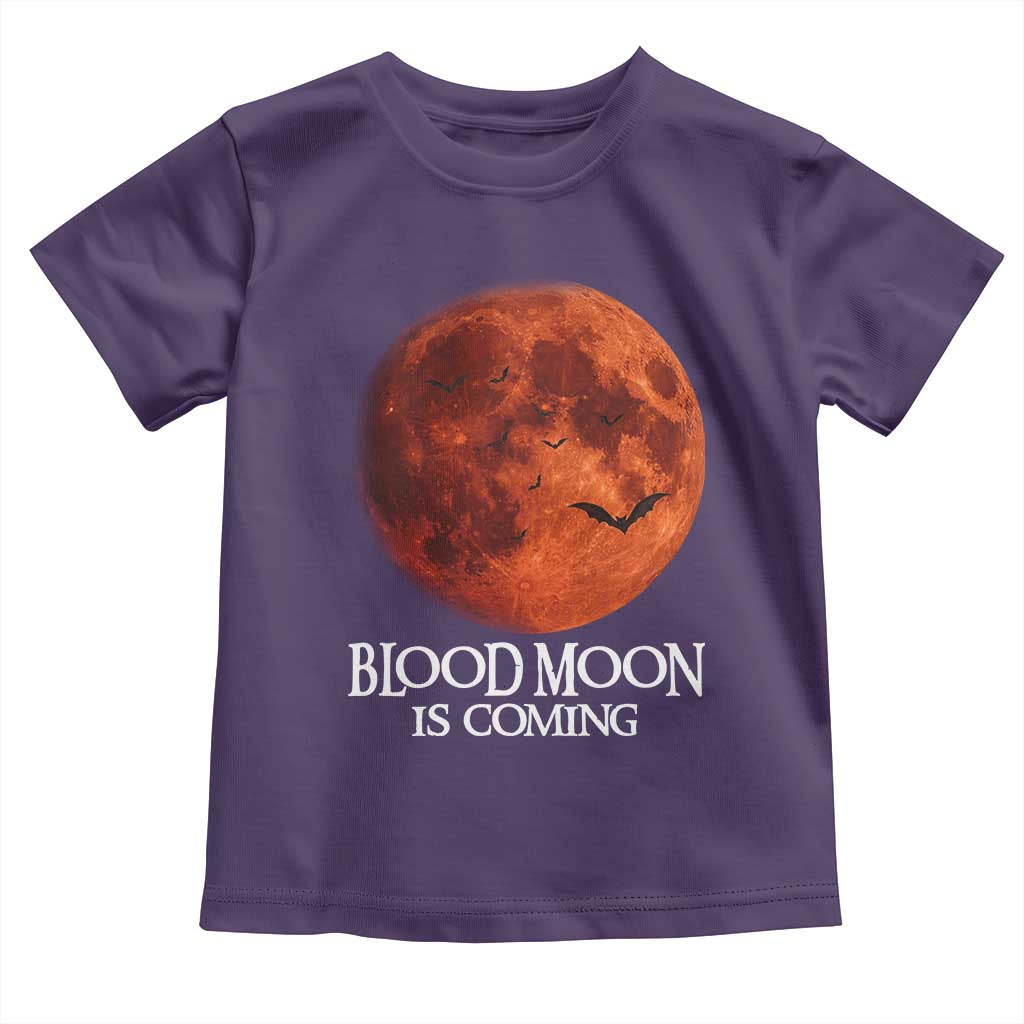 Blood Moon Is Coming Spooky Halloween Toddler T Shirt Flying Bats Gothic Dark Horror Graphic TS02 Purple Print Your Wear