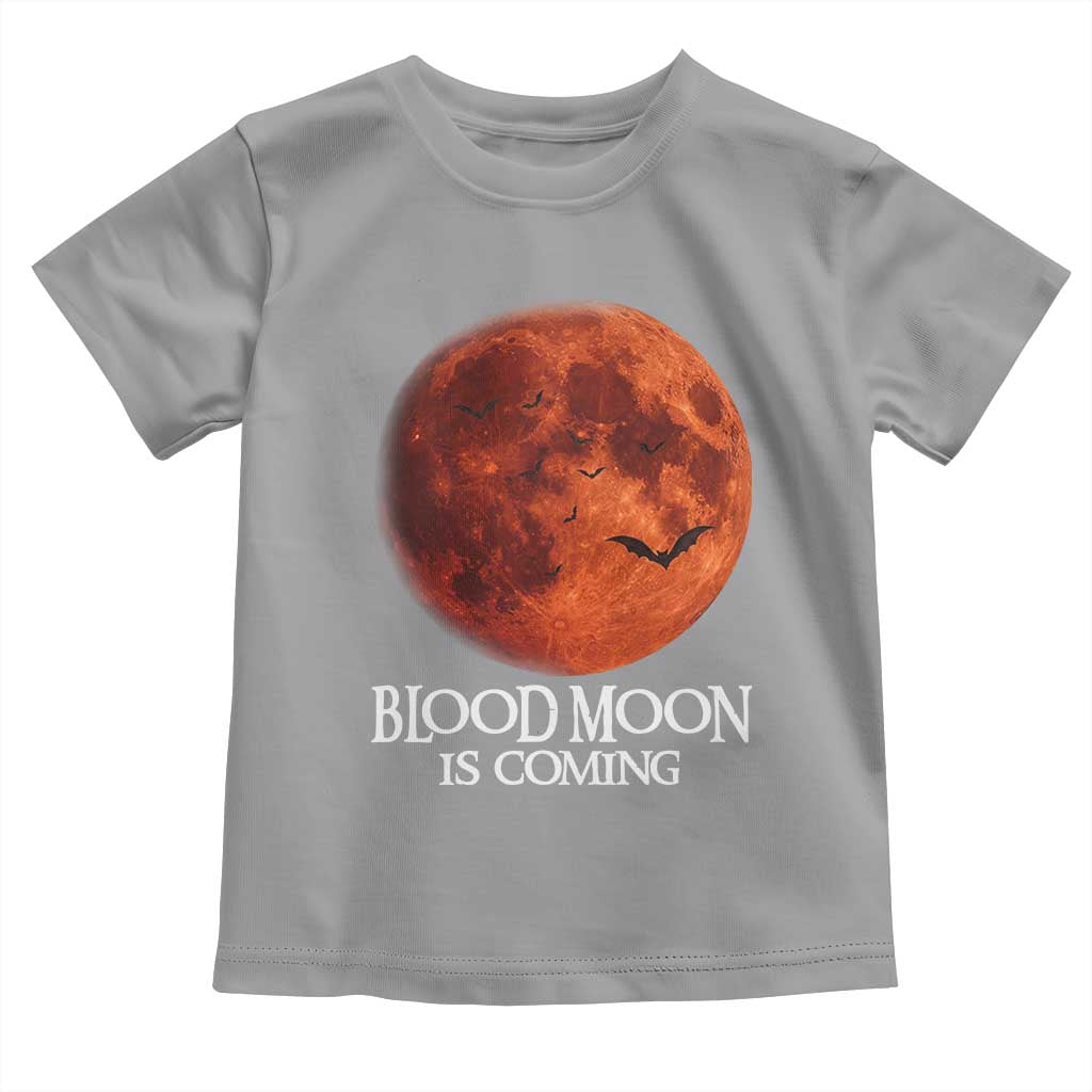 Blood Moon Is Coming Spooky Halloween Toddler T Shirt Flying Bats Gothic Dark Horror Graphic TS02 Sport Gray Print Your Wear
