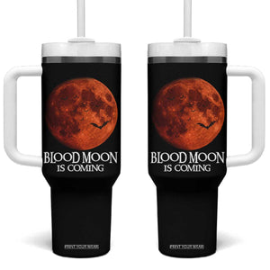 Blood Moon Is Coming Spooky Halloween Tumbler With Handle Flying Bats Gothic Dark Horror Graphic TS02 One Size: 40 oz Black Print Your Wear