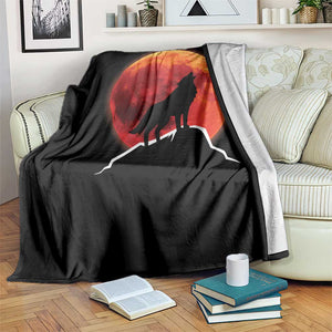 Howling Wolf Crimson Blood Moon Throw Blanket Mountain Wildlife Nature Graphic TS02 Print Your Wear