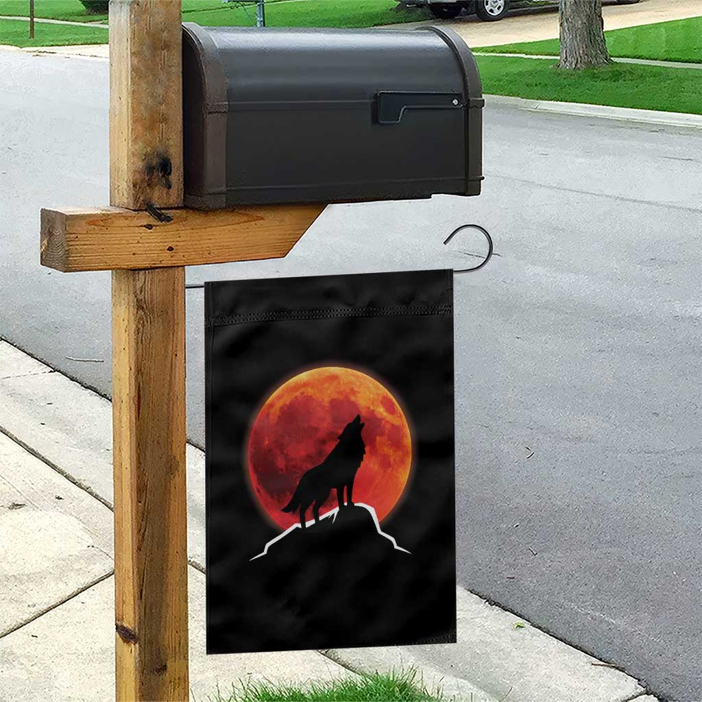 Howling Wolf Crimson Blood Moon Garden Flag Mountain Wildlife Nature Graphic TS02 Print Your Wear