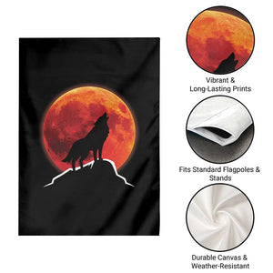Howling Wolf Crimson Blood Moon Garden Flag Mountain Wildlife Nature Graphic TS02 Print Your Wear