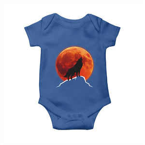 Howling Wolf Crimson Blood Moon Baby Onesie Mountain Wildlife Nature Graphic TS02 Royal Blue Print Your Wear
