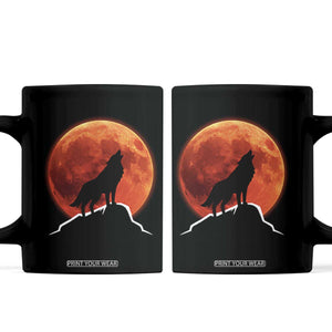 Howling Wolf Crimson Blood Moon Coffee Mug Mountain Wildlife Nature Graphic TS02 Black Print Your Wear