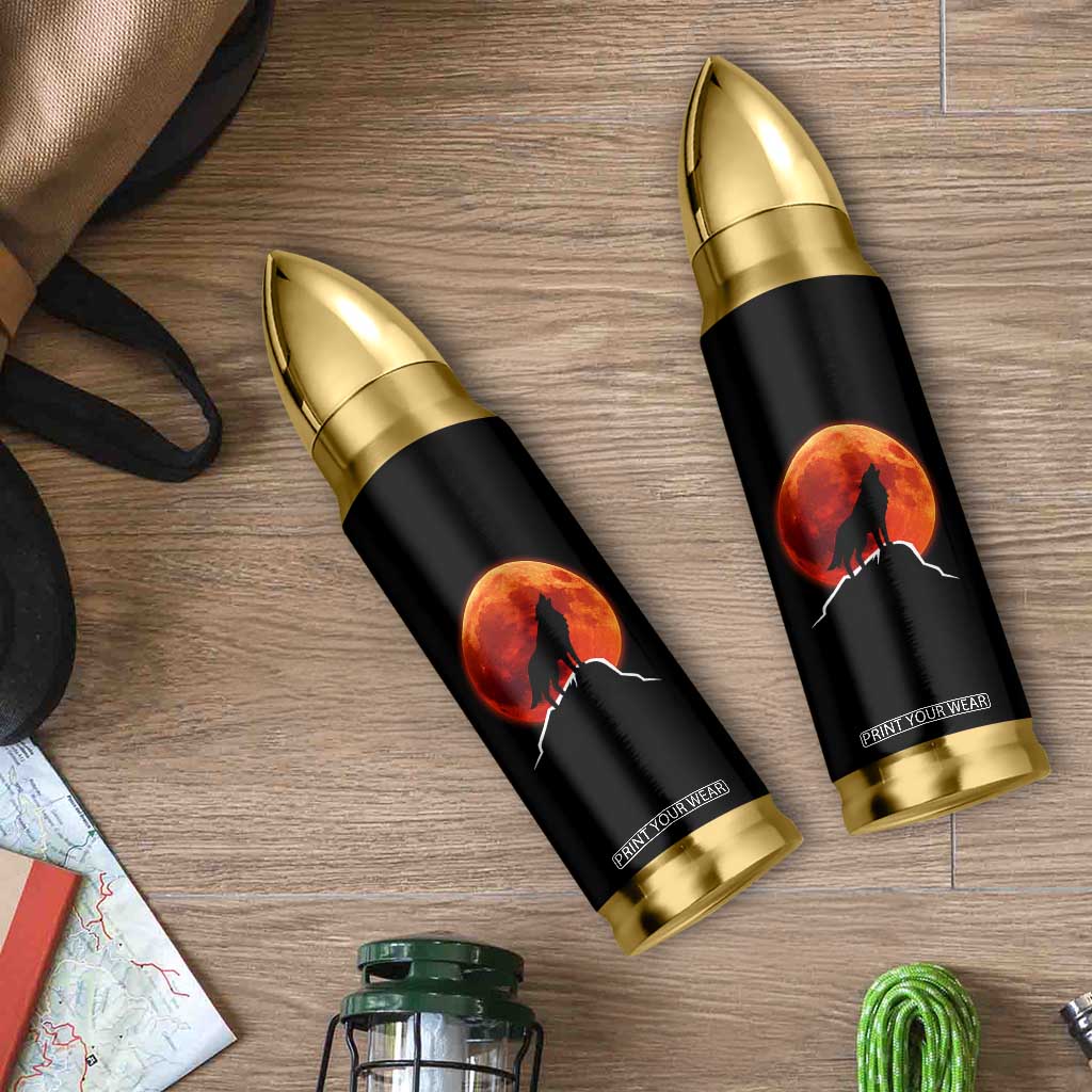 Howling Wolf Crimson Blood Moon Bullet Tumbler Mountain Wildlife Nature Graphic TS02 Print Your Wear