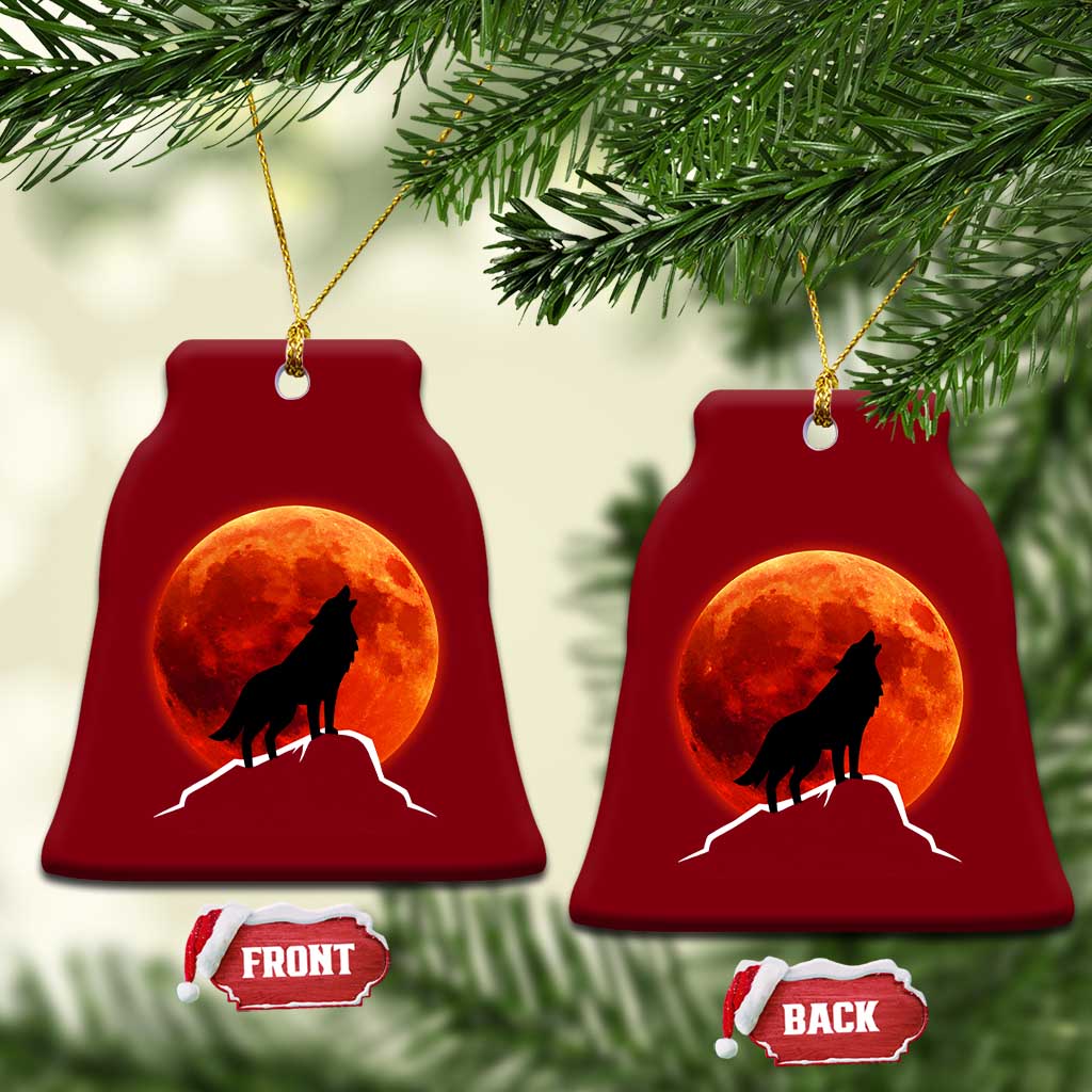 Howling Wolf Crimson Blood Moon Ceramic Ornament Mountain Wildlife Nature Graphic TS02 Print Your Wear