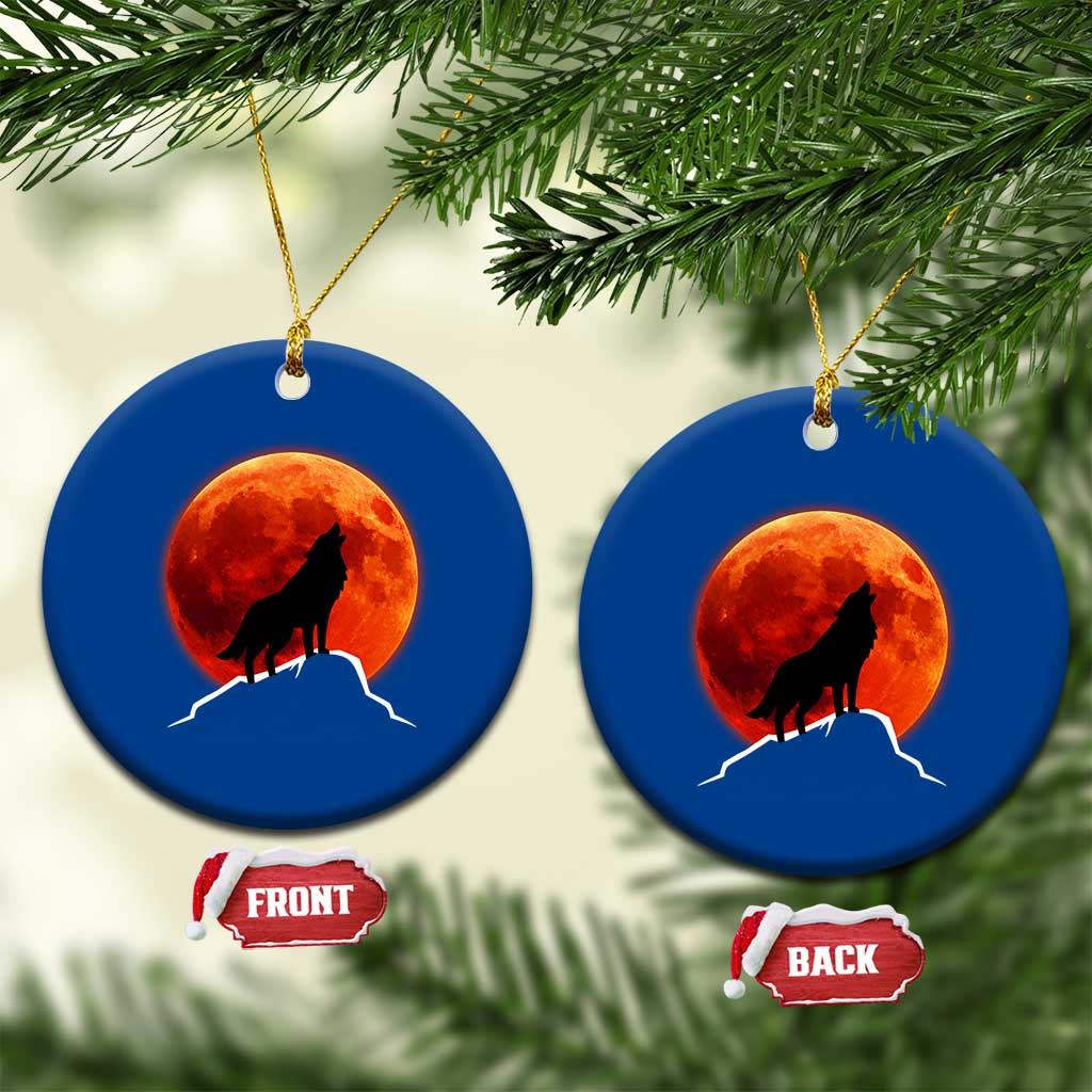 Howling Wolf Crimson Blood Moon Ceramic Ornament Mountain Wildlife Nature Graphic TS02 1pc Blue Print Your Wear