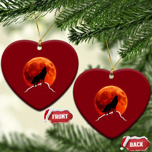 Howling Wolf Crimson Blood Moon Ceramic Ornament Mountain Wildlife Nature Graphic TS02 Print Your Wear